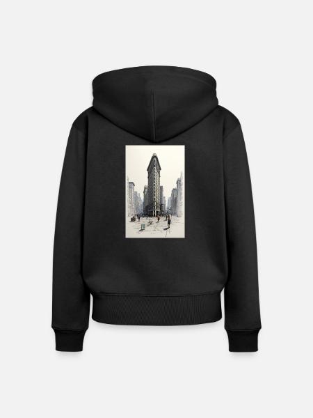 Flatiron Building - Frauen Premium Bio Zip Hoodie - Schwarz