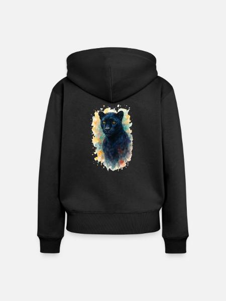 panther aquarell - Frauen Premium Bio Zip Hoodie - Schwarz