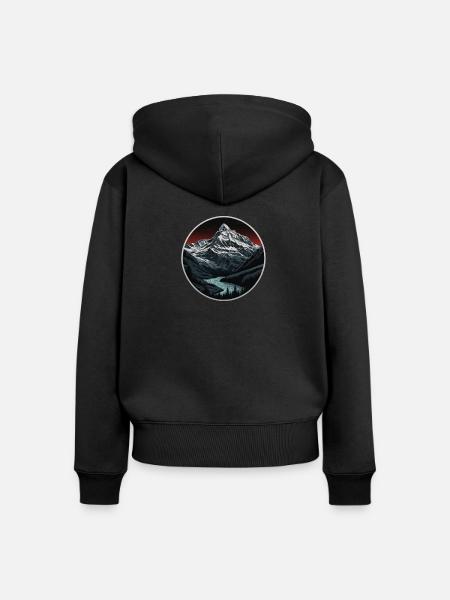Schweizer Berge - Frauen Premium Bio Zip Hoodie - Schwarz