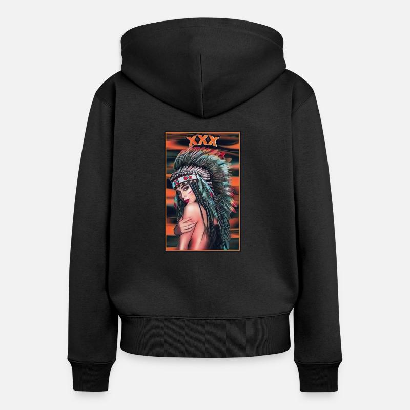 04 21 08 54 10 - Sweat à capuche zippé Premium bio Femme - noir