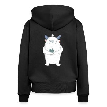 Yeti - Frauen Premium Bio Zip Hoodie - Schwarz - Hinten - Julia (174cm)