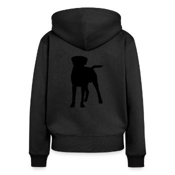 Silhouette boxer - Sweat à capuche zippé Premium bio Femme - noir - Dos - Julia (174cm)