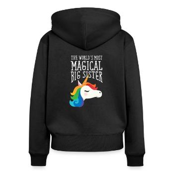 World's Most Magical Big Sister - Unicorn - Sweat à capuche zippé Premium bio Femme - noir - Dos - Julia (174cm)