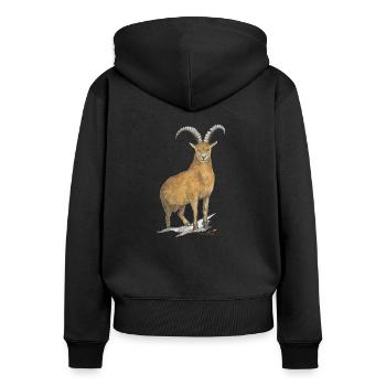 Capricorne - Sweat à capuche zippé Premium bio Femme - noir - Dos - Julia (174cm)