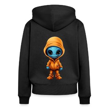 Alien in Orange Hoodie - Women's Premium Organic Zip Hoodie - black - Back - Julia (174cm)