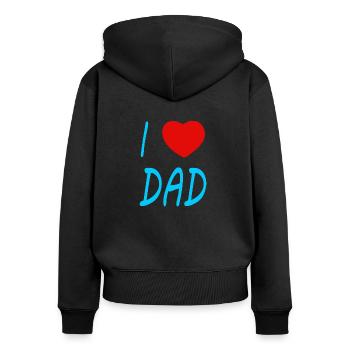 J’aime papa - Sweat à capuche zippé Premium bio Femme - noir - Dos - Julia (174cm)