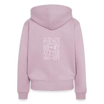 Herzinfarkt Überlebt Herzattacke - Frauen Premium Bio Zip Hoodie - Altrosa - Hinten - Julia (174cm)