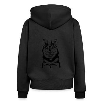 POMSKY Crown Dog Wilsigns - Sweat à capuche zippé Premium bio Femme - noir - Dos - Julia (174cm)
