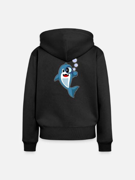 Delfin Detektiv Lupe - Frauen Premium Bio Zip Hoodie - Schwarz
