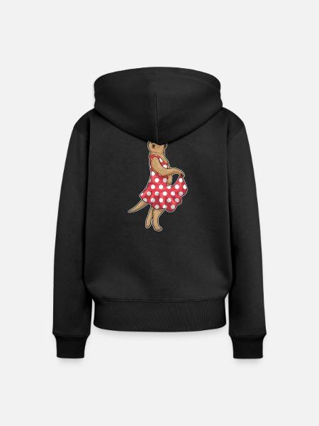 Erdmännchen Polka Dots Kleid - Frauen Premium Bio Zip Hoodie - Schwarz