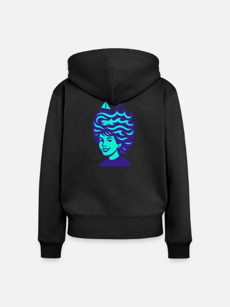 Sea Hair! - Frauen Premium Bio Zip Hoodie - Schwarz
