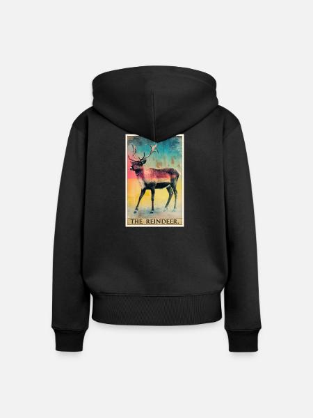 Rentiere Rentier - Frauen Premium Bio Zip Hoodie - Schwarz