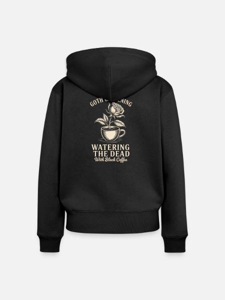 Gotische Garten-Kaffeekunst - Frauen Premium Bio Zip Hoodie - Schwarz
