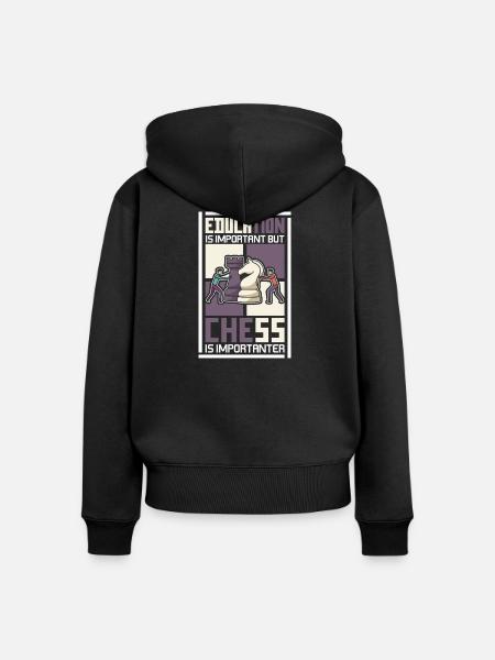 Schach Schachspieler Schachbrett - Frauen Premium Bio Zip Hoodie - Schwarz