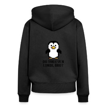Do you even Linux, bro? - Frauen Premium Bio Zip Hoodie - Schwarz - Hinten - Julia (174cm)
