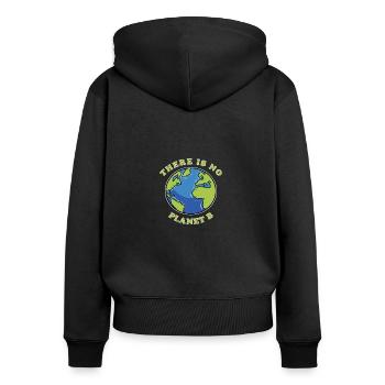 There is no Planet B - Frauen Premium Bio Zip Hoodie - Schwarz - Hinten - Julia (174cm)