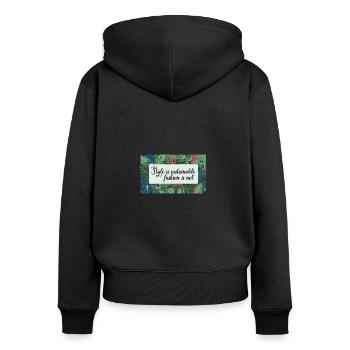 Le style est une mode durable pas - Sweat à capuche zippé Premium bio Femme - noir - Dos - Julia (174cm)