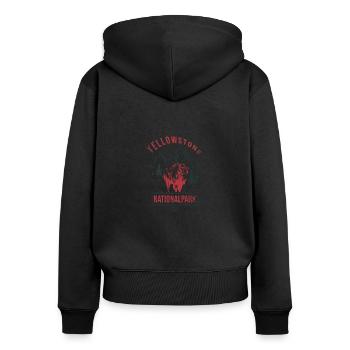 Yellowstone Nationalpark - Frauen Premium Bio Zip Hoodie - Schwarz - Hinten - Julia (174cm)