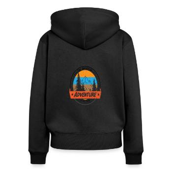 The American Adventure is out there - Frauen Premium Bio Zip Hoodie - Schwarz - Hinten - Julia (174cm)