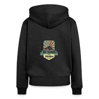 Randonnée Colorado l’aventure commence - Sweat à capuche zippé Premium bio Femme - noir - Dos - Julia (174cm)