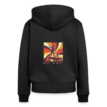 SOUPER - Sweat à capuche zippé Premium bio Femme - noir - Dos - Julia (174cm)