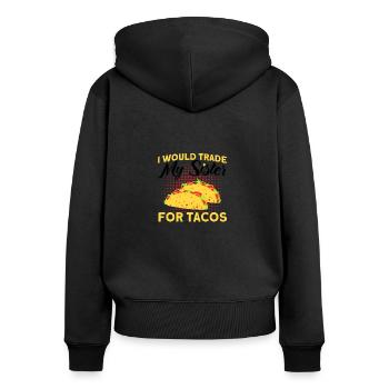 Taco Tacos Mexicain Fast Food Cadeau - Sweat à capuche zippé Premium bio Femme - noir - Dos - Julia (174cm)