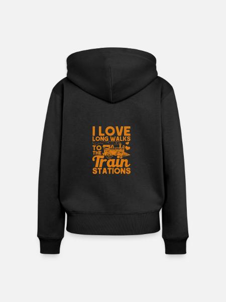 Modellbahn Zug Lokomotiven Geschenk - Frauen Premium Bio Zip Hoodie - Schwarz
