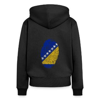 Bosnie-Herzégovine - Sweat à capuche zippé Premium bio Femme - noir - Dos - Julia (174cm)