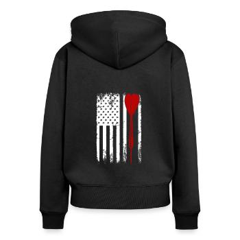 Dart Darts Vintage Dartpfeile - Frauen Premium Bio Zip Hoodie - Schwarz - Hinten - Julia (174cm)