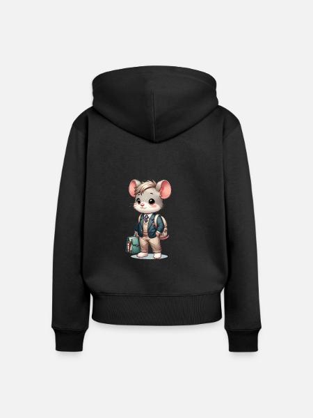 Cute Schoolboy Mouse - Frauen Premium Bio Zip Hoodie - Schwarz