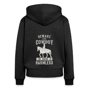 Wild West Western Rodeo Bull Riding Cowboy - Sweat à capuche zippé Premium bio Femme - noir - Dos - Julia (174cm)