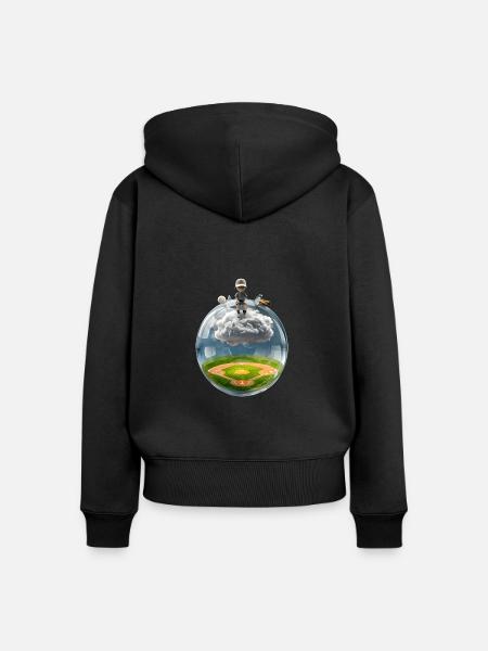 Surreale Glaskugel mit Baseballfeld - Frauen Premium Bio Zip Hoodie - Schwarz