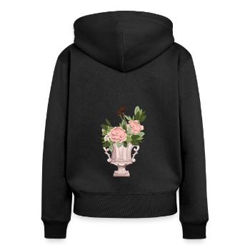 Rosensträussen - Frauen Premium Bio Zip Hoodie - Schwarz - Hinten - Julia (174cm)
