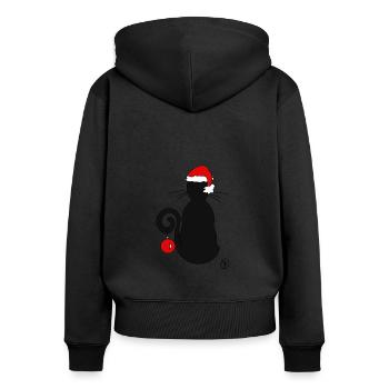 Cat in Christmas spirit - Women's Premium Organic Zip Hoodie - black - Back - Julia (174cm)