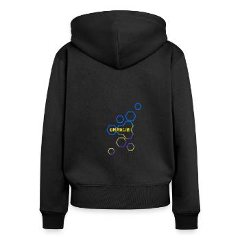 Geschenk für Charlie - Frauen Premium Bio Zip Hoodie - Schwarz - Hinten - Julia (174cm)