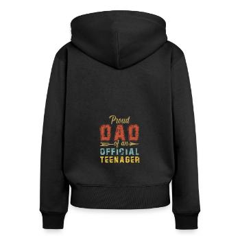 Fier papa d’un cadeau officiel pour adolescents - Sweat à capuche zippé Premium bio Femme - noir - Dos - Julia (174cm)