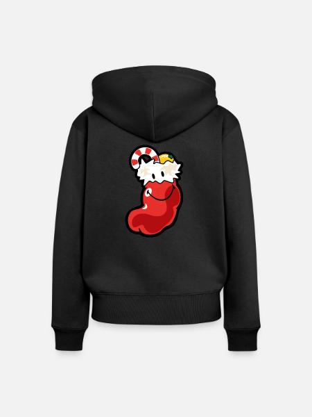 Smiley Christmas Stocking - Frauen Premium Bio Zip Hoodie - Schwarz