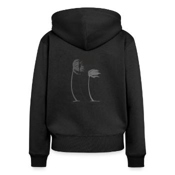 Paumes dans le vent - Sweat à capuche zippé Premium bio Femme - noir - Dos - Julia (174cm)
