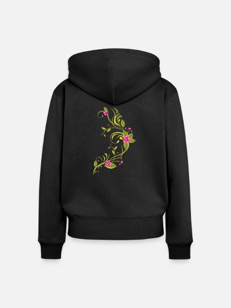Blühender Zweig - Frauen Premium Bio Zip Hoodie - Schwarz