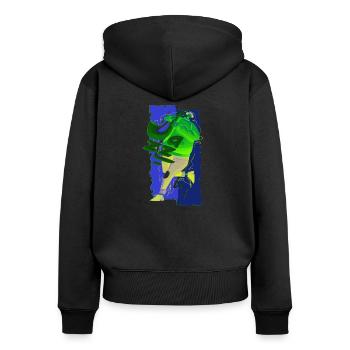 Musique drôle jazz retro song hipster vinyl party - Sweat à capuche zippé Premium bio Femme - noir - Dos - Julia (174cm)