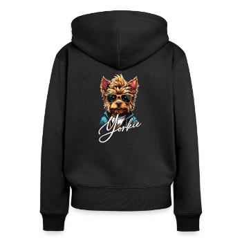 Yorkshire Yorkshire Terrier cool avec lunettes de soleil - Sweat à capuche zippé Premium bio Femme - noir - Dos - Julia (174cm)