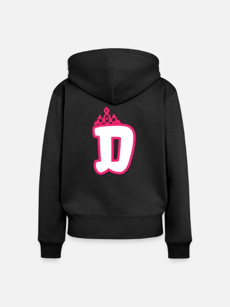 Monogrammierte Kleinkind Mädchen Krone - Frauen Premium Bio Zip Hoodie - Schwarz