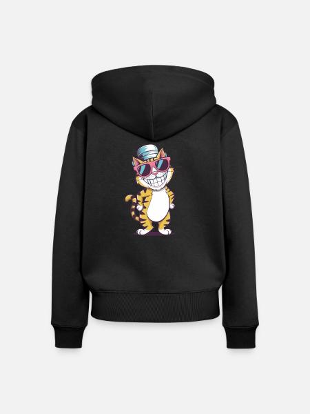 Cool Cat Vibes - Frauen Premium Bio Zip Hoodie - Schwarz