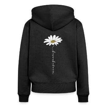 Unique, unique piece, unique, daisy - Women's Premium Organic Zip Hoodie - black - Back - Julia (174cm)