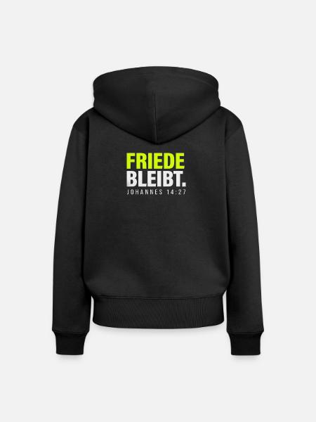 Friede bleibt – Johannes 14,27 - Frauen Premium Bio Zip Hoodie - Schwarz