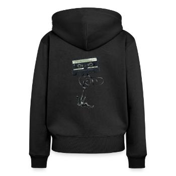cassette Balançoire - Sweat à capuche zippé Premium bio Femme - noir - Dos - Julia (174cm)