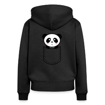 panda in a pocket - Women's Premium Organic Zip Hoodie - black - Back - Julia (174cm)