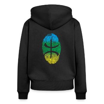 Z Imazighen fingerprint - Sweat à capuche zippé Premium bio Femme - noir - Dos - Julia (174cm)