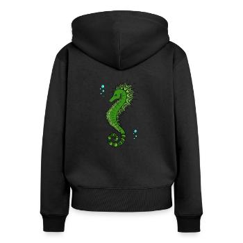 Mandala Seahorse color - Women's Premium Organic Zip Hoodie - black - Back - Julia (174cm)