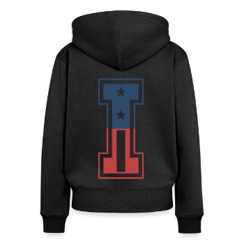 Letter I USA - Women's Premium Organic Zip Hoodie - black - Back - Julia (174cm)